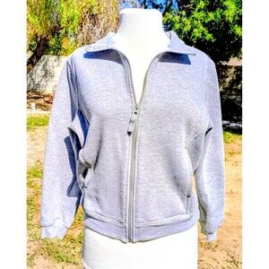 BW Sports Woman's Small Gray Cotton/Poly Fleece Jacket Full Zip Long Sleeve EUC